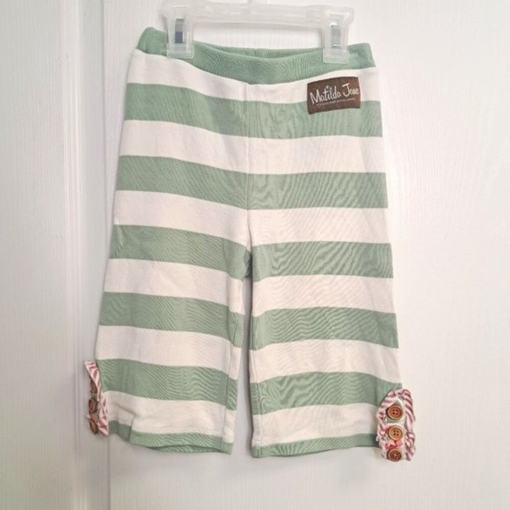 Matilda Jane Catamaran Straightees Striped Green Pants 4
